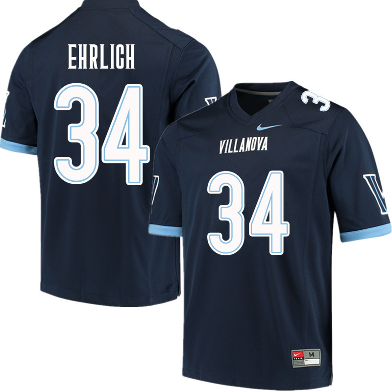 Men #34 Drew Ehrlich Villanova Wildcats College Football Jerseys Sale-Navy